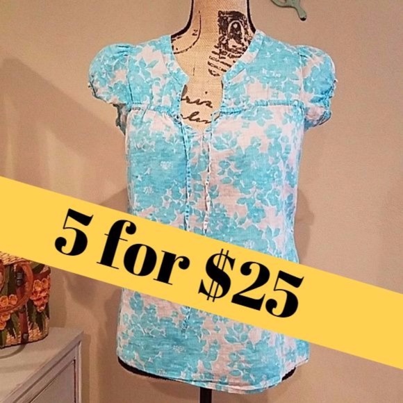 Old Navy Tops - *Old Navy Grey/Aqua "A" Line Top w/ Cap Sleeves*